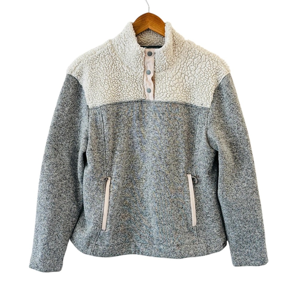 Title Nine Callitrix Sherpa Fleece Jacket Womens Size M Gray Pullover Outdoor